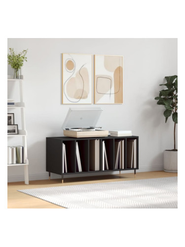 Sonata H Шкаф за грамофонни плочи черен 100x38x48 см инженерно дърво