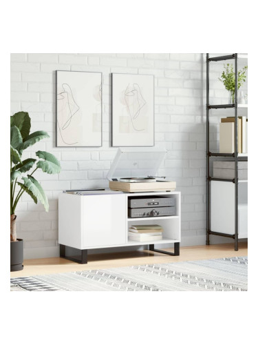 Sonata H Шкаф за грамофонни плочи бял гланц 85x38x48 см инженерно дърво