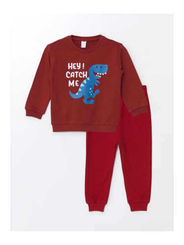 LC Waikiki Crew Neck Long Sleeve Printed Baby Boy Sweatshirt and Tracksuit Bottom 2-Piece Set