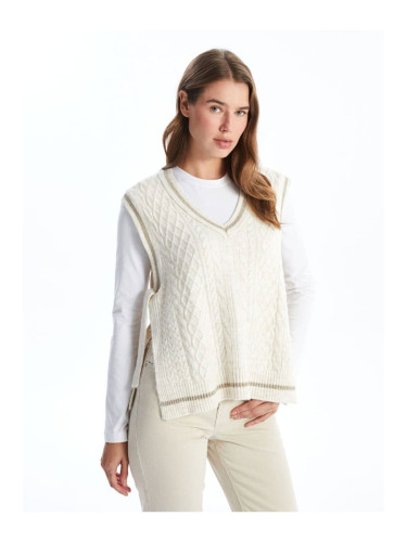 LC Waikiki V-Neck Self-Patterned Women's Knitwear Sweater