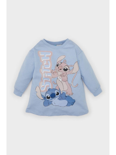 DEFACTO Baby Girl Disney Lilo & Stitch Crew Neck Long Sleeve Sweat Dress