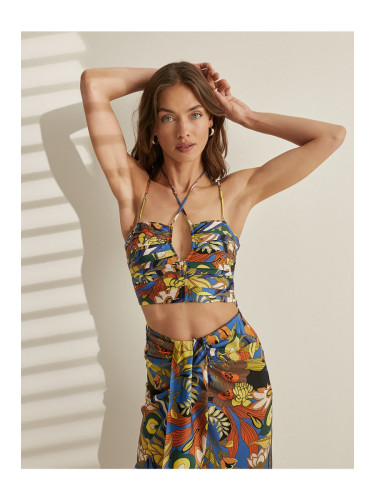 Koton Melis Ağazat X - Halterneck Window Detailed Patterned Singlet