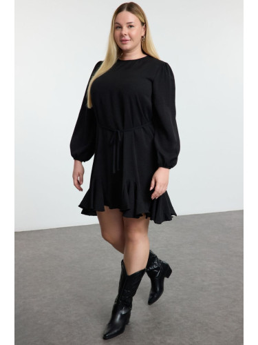 Trendyol Curve Black Long Balloon Sleeve Woven Midi Plus Size Dress