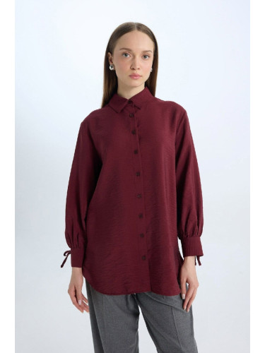 DEFACTO Relax Fit Shirt Collar Basic Plain Long Sleeve Shirt Tunic