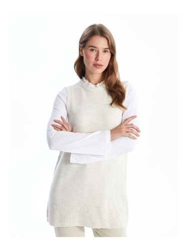 LC Waikiki Women's Ruffled High Collar Plain Knitwear Sweater