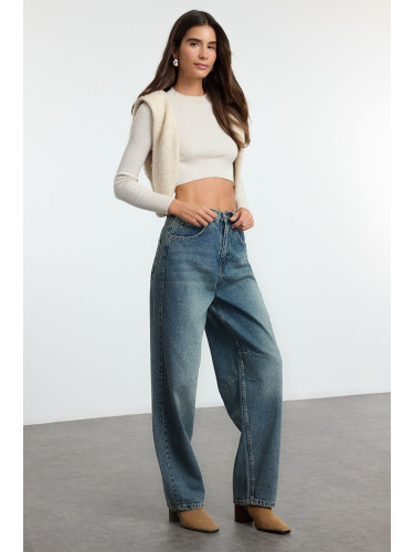 Trendyol Blue High Waist Barrel Baggy Jeans