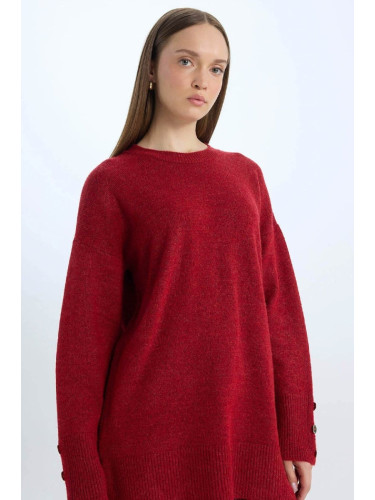 DEFACTO Regular Fit Crew Neck Basic Plain Sweater Tunic