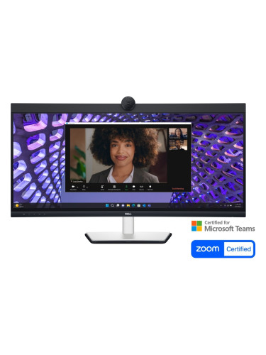 Монитор Dell P3424WEB, 34" Curved Video Conferencing, WQHD AG, IPS, 21:9, 5ms, 1000:1, 300 cd/m2, (3440x1440 ), 99% sRGB, HDMI, DP, USB-C, USB 3.2 hub, RJ45, ComfortView Plus, Height Adjustable, Swivel, Tilt, Black