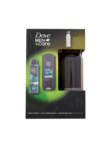 Dove Men + Care Eucalyptus + Mint Подаръчен комплект душ гел Men Care Eucalyptus Mint 250 ml + антиперспирант Men Care Eucalyptus Mint 72H 150 ml + пластмасова бутилка за вода