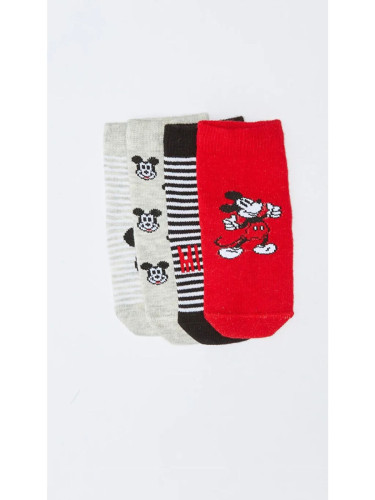 LC Waikiki 4-Piece Mickey Mouse Patterned Baby Boy Socks