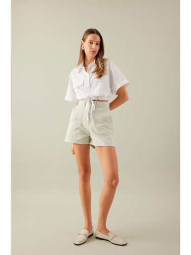 DEFACTO High Waist Double Leg Gabardine Shorts