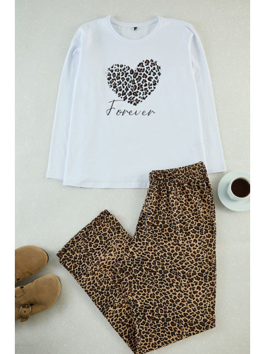 Trendyol Curve Multicolored Leopard Patterned Knitted Pajama Set