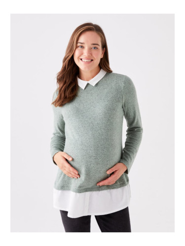 LC Waikiki Shirt Collar Plain Long Sleeve Maternity T-Shirt