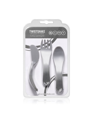 Twistshake Learn Cutlery прибор за деца 6+m Pastel Grey 3 бр.