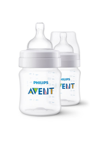 Philips Avent Anti-colic SCY100/02 бебешко шише против колики 1 m+ 2x125 мл.