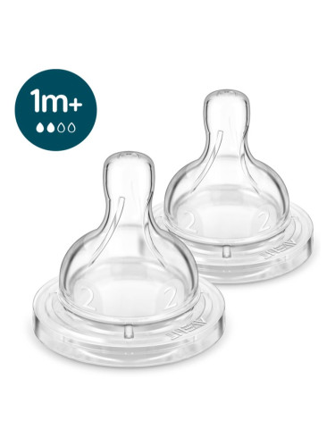 Philips Avent Anti-colic Flow 2 биберон за шише против колики 1 m+ Slow Flow 2 бр.