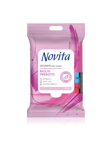 NOVITA Intimate Biolin Prebiotic мокри кърпички за интимна хигиена 15 бр.