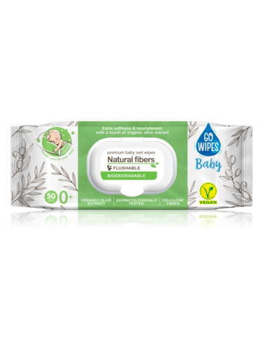 GoWipes Baby Natural Fibers нежни мокри кърпички за бебета за чувствителна кожа 0+ 50 бр.