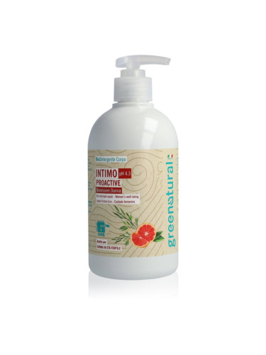 Greenatural Intimate Wash Gel Proactive pH 4,3 BIO гел за интимна хигиена с успокояващ ефект Grapefruit and Aloe Vera 500 мл.