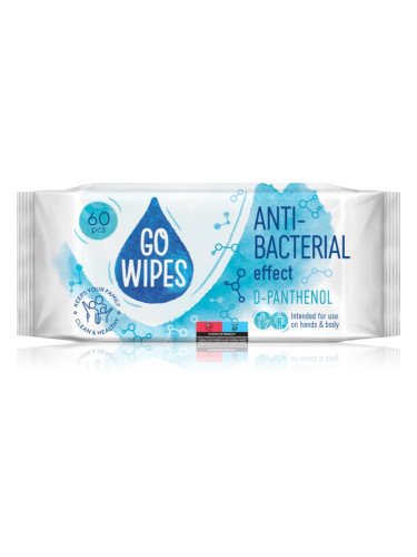 GoWipes Anti-Bacterial Effect D-Panthenol мокри почистващи кърпички за ръце и тяло 60 бр.