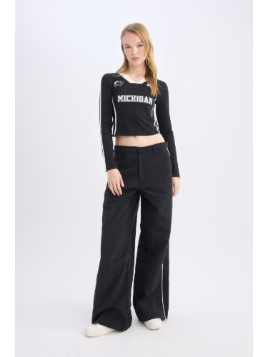 DEFACTO Cool Wide Leg Wide Leg Pocket Stripe Detailed Normal Waist Trousers