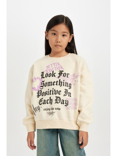 DEFACTO Girl Relax Fit Crew Neck Printed Sweatshirt