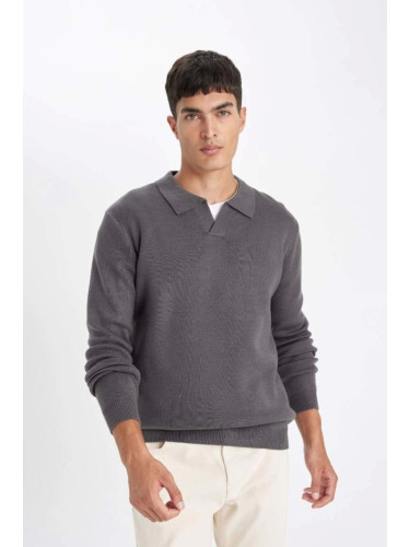 DEFACTO Standard Fit Regular Cut Polo Neck Knitted Sweater