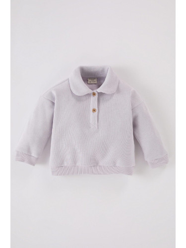 DEFACTO Baby Girl Baby Collar Buttoned Soft Furry Sweatshirt