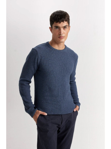 DEFACTO Standard Fit Regular Cut Crew Neck Textured Basic Knitwear Sweater