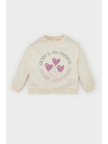 DEFACTO Baby Girl Crew Neck Printed Sweatshirt