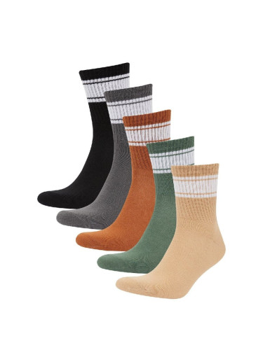 DEFACTO Men's Comfortable Elastic 5-Pack Cotton Ankle Socks