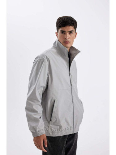 DEFACTO Stand Collar Coat Jacket Zippered Pocket Seasonal Lightweight