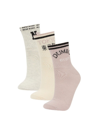 DEFACTO Women's Comfortable Elastic 3-Pack Cotton Ankle Socks