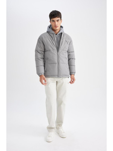 DEFACTO Puffer Jacket Hooded Zippered Pocket