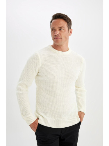 DEFACTO Standard Fit Regular Cut Crew Neck Basic Plain Knitwear Sweater