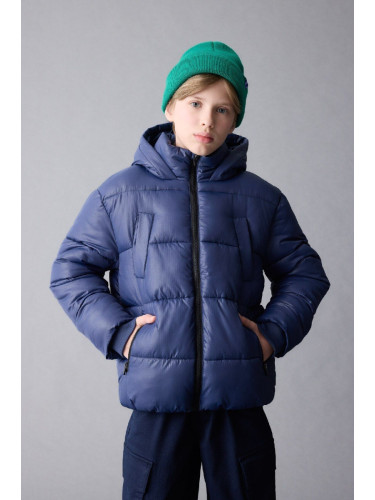 DEFACTO Boy's Water Repellent Hooded Zippered Pocket Coat