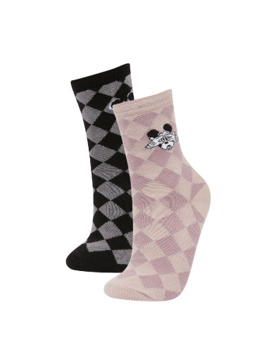 DEFACTO Girls Disney Mickey & Minnie 2-Pack Cotton Ankle Socks