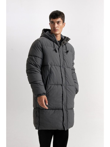 DEFACTO Regular Fit Hooded Snap Parka Coat