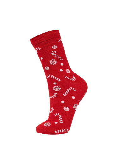 DEFACTO Women's Christmas Themed Cotton Long Socks