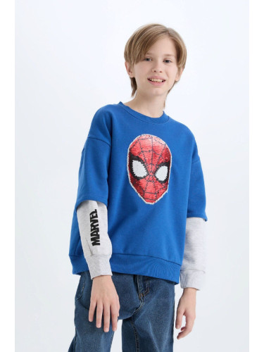 DEFACTO Boy Marvel Spiderman Oversize Wide Pattern Crew Neck Sweatshirt