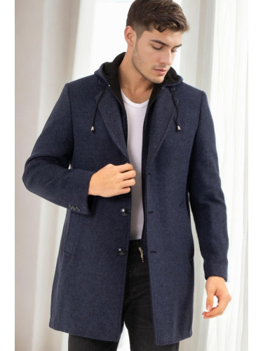 PLT8376 DEWBERRY MEN'S COAT-PATTERNED NAVY BLUE-2