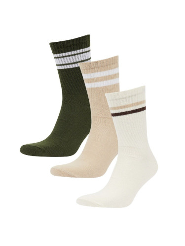 DEFACTO Men's Comfortable Elastic 3-Pack Cotton Long Socks