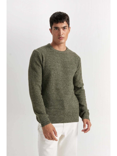 DEFACTO Standard Fit Regular Cut Crew Neck Textured Basic Knitwear Sweater