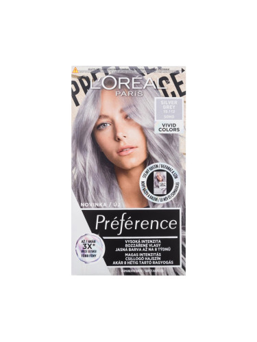 L'Oréal Paris Préférence Vivid Colors Боя за коса за жени 60 ml Нюанс 10,112 Silver Grey увредена кутия