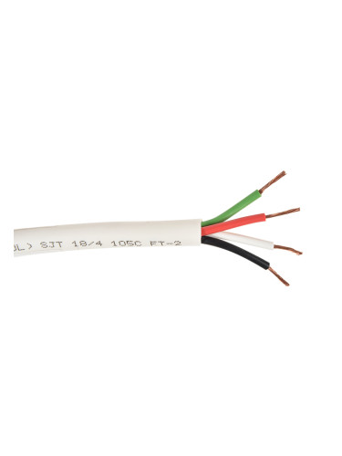 Кабел SJT 4x18 AWG UL, топлоустойчив, 4 проводен, 0.75mm2, бял