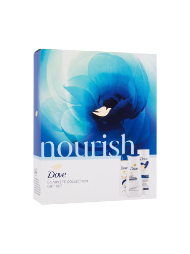 Dove Nourish Gift Set Подаръчен комплект душ гел Advanced Care Deeply Nourishing 225 ml + лосион за тяло Essential Care 250 ml + антиперспирант Advanced Care Original 72H 150 ml