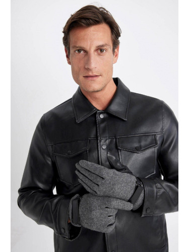 DEFACTO Men's Faux Leather Gloves