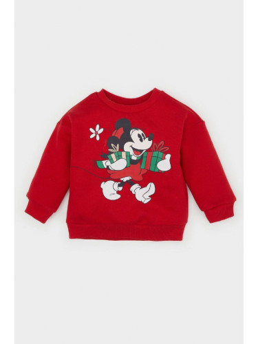 DEFACTO Baby Girl Disney Mickey & Minnie Crew Neck Soft Furry Sweatshirt