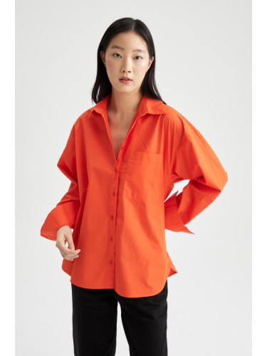 DEFACTO Oversize Fit Poplin Shirt with Pockets 100% Cotton Tunic