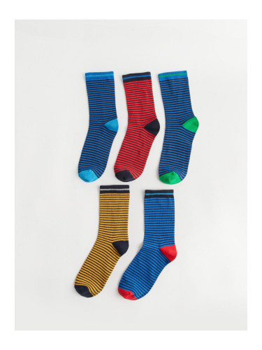 LC Waikiki 5-Piece Striped Boy's Crew Neck Socks